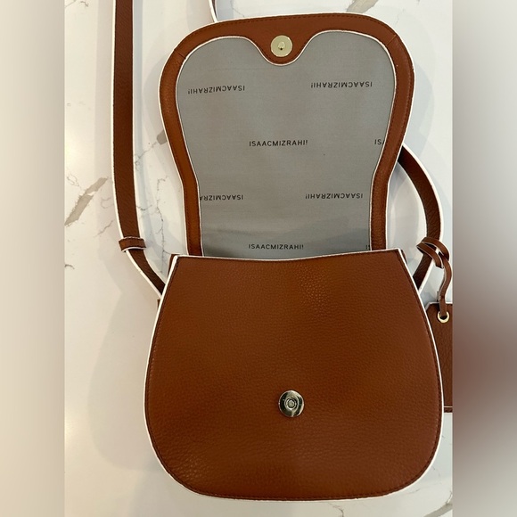 Isaac Mizrahi brown saddle bag purse crossbody NWOT faux Leather?? - Picture 5 of 9